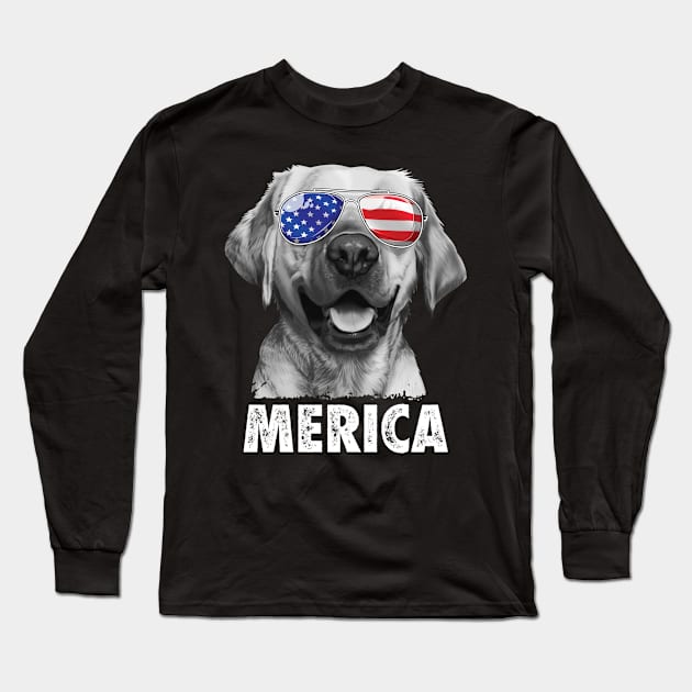 Labrador 4th of July Shirt Long Sleeve T-Shirt by Namio